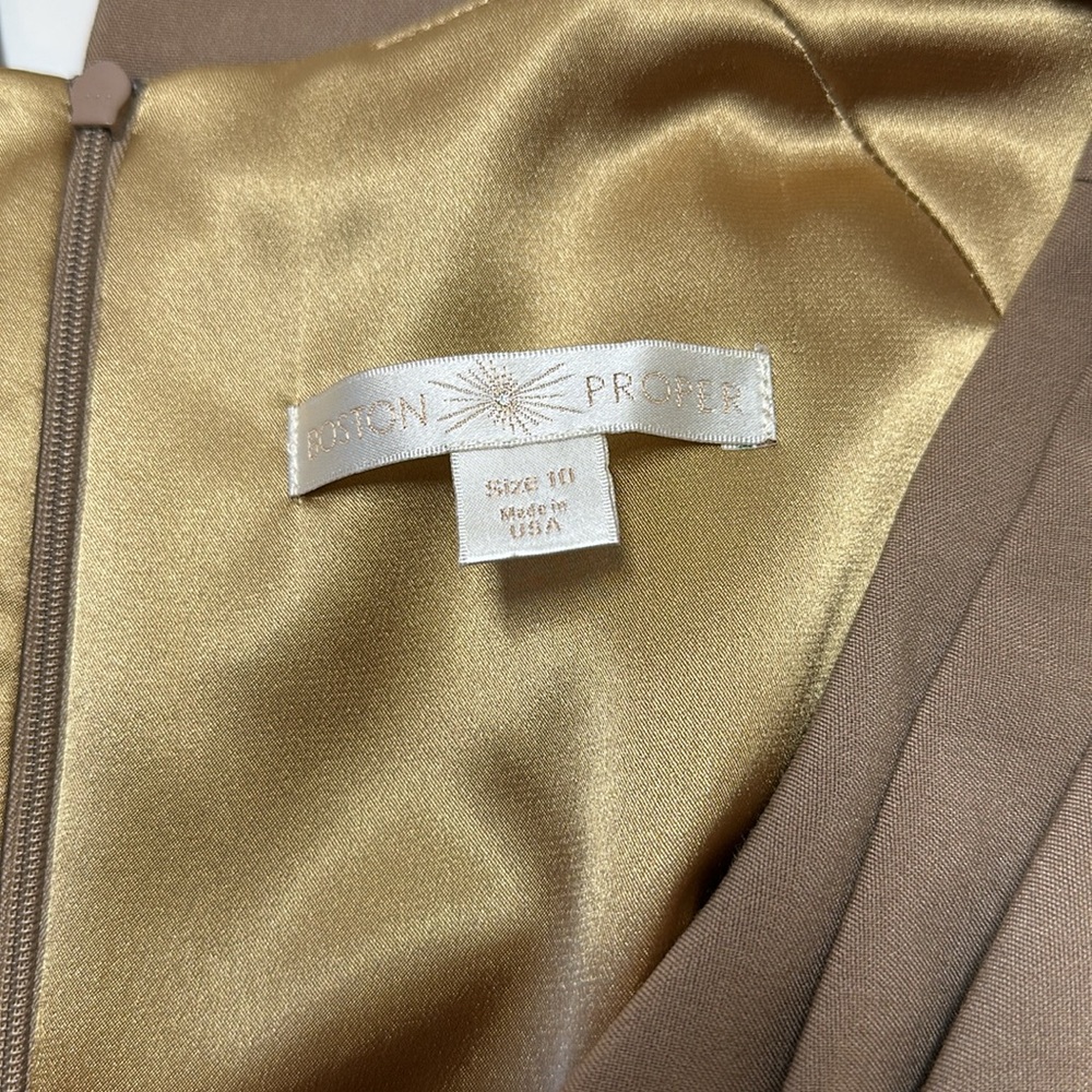 Boston Proper Cowl Neckline Sheath Dress Taupe Tan Size 10 - Picture 8 of 14